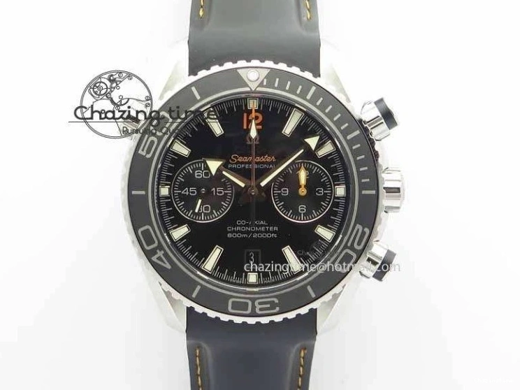 0429 Planet Ocean Master Chrono 45mm SS OM 1:1 Best Edition Black Dial Orange 12 On Rubber Strap A Durable 8169